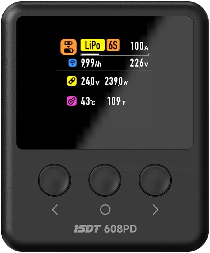 iSDT 608PD Lipo Battery Charger DC 6S/240W/10A USB C 100W/5A Smart Charger for RC Batteries Balance Charger for Life/Lilon/LiPo/LiHV (1-6S),NiMH(1-16S),Pb (1-12S) Batteries - Image 1